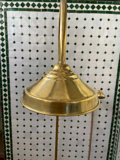 Unlacquered Brass Shower System with Handheld And Vintage Head Combo, Exposed Pipe - NORD BRASS