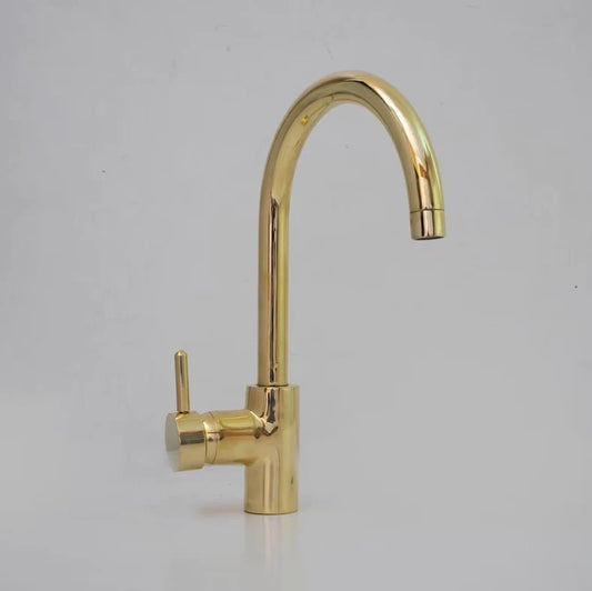 Unlacquered Brass Single Hole Basin Faucet, Antique Brass Sink Mixer Tap - NORD BRASS