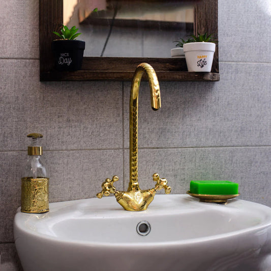 Unlacquered Brass Bathroom Faucet - Single Hole Bathroom Faucet - NORD BRASS