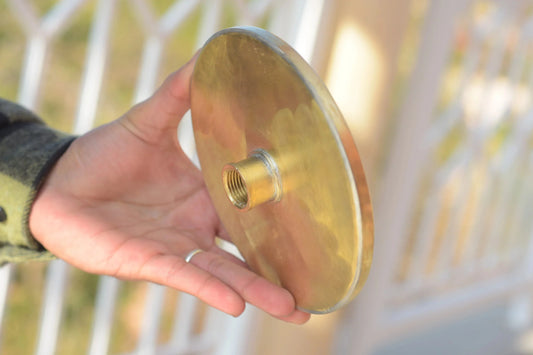 Unlacquered Solid Brass Rain Shower Head, Round Handcrafted Vintage Showerhead, Works Outdoor - NORD BRASS