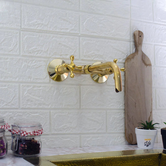 Brass Wall Mount Faucet - Antique Brass Bathroom Faucet ISF42 - NORD BRASS