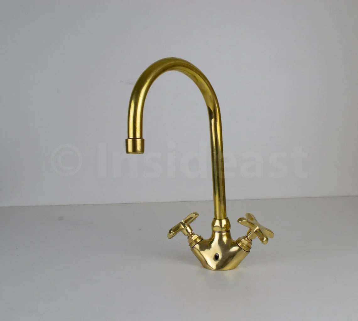 Antique Brass Bathroom Faucet - Unlacquered Brass Faucet - NORD BRASS