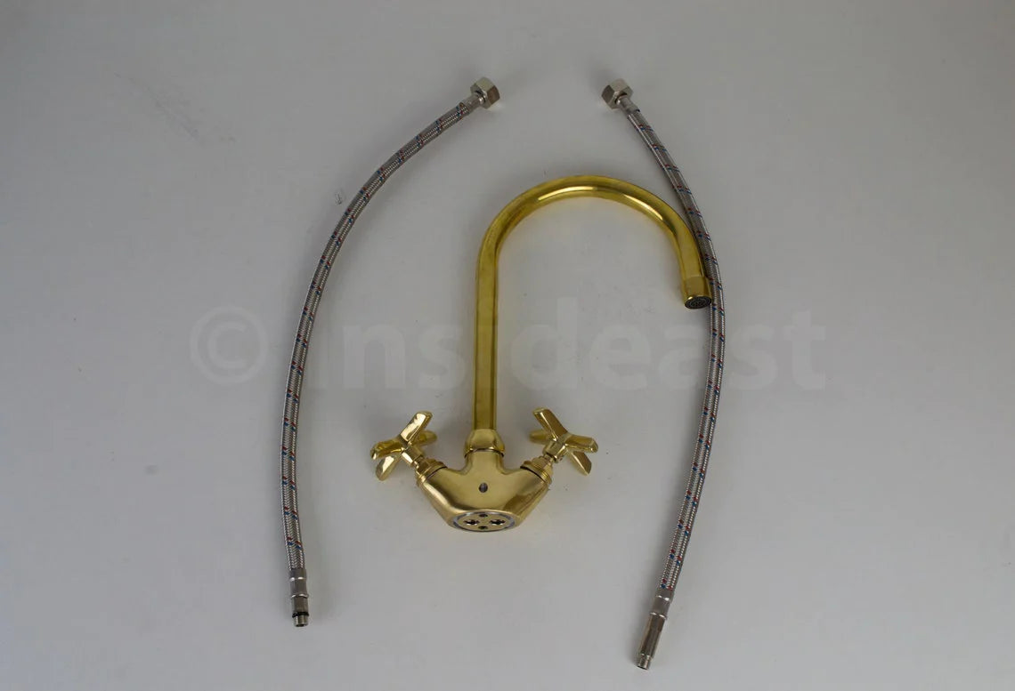 Antique Brass Bathroom Faucet - Unlacquered Brass Faucet - NORD BRASS