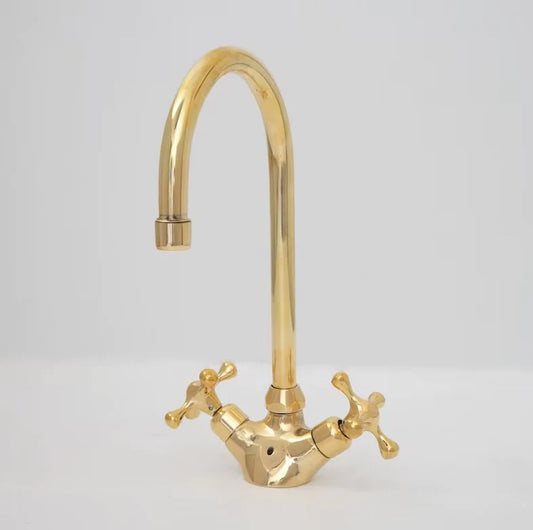 Brass Single Hole Bathroom Faucet - Antique Brass Bathroom Faucet - NORD BRASS